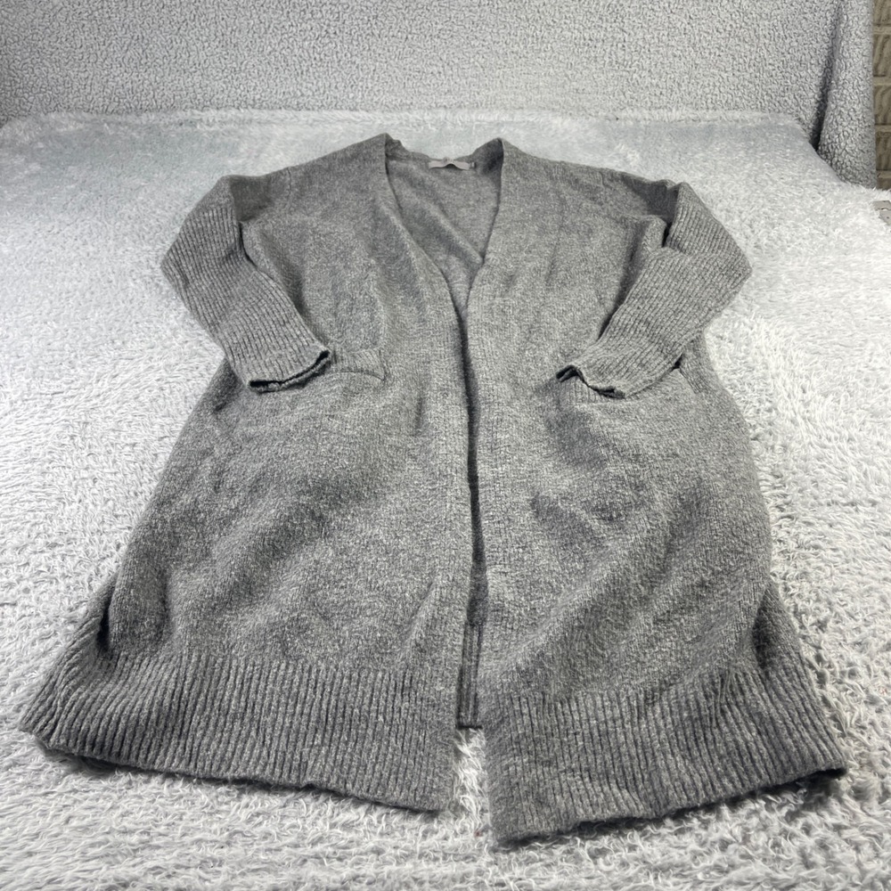 Jolie Gray Open Front Longline Cardigan Sweater Pockets Mens ML Heather Gray